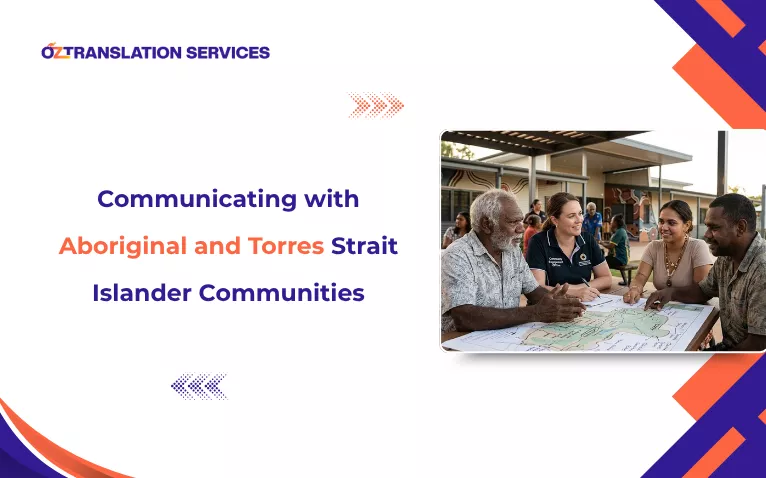 a banner image with text Communicating with Aboriginal and Torres Strait Islander Communities